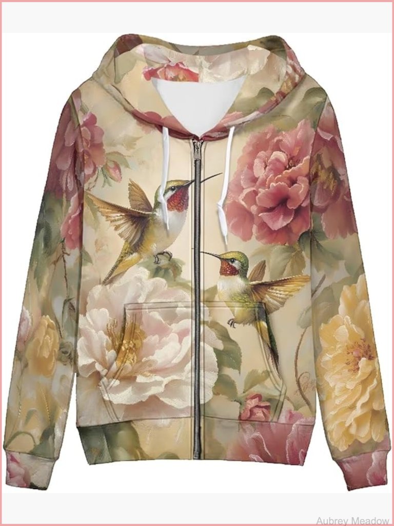 Zip Up Hoodie Sweatshirt For Women Oversized Long Sleeve With Pockets